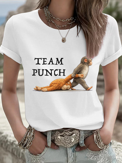 Women's Punch Monkey Brave Printed T-Shirt