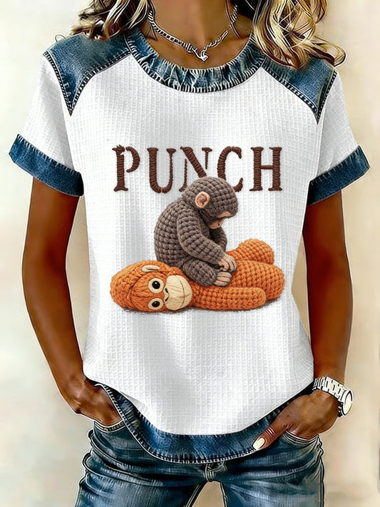 Women's Punch Monkey Brave Printed Waffle T-Shirt