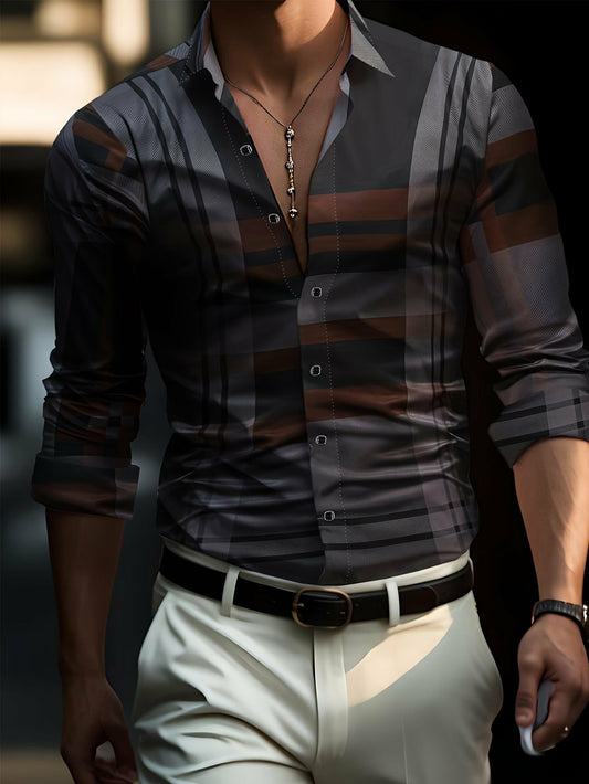 Men's Business Style Printed Shirt
