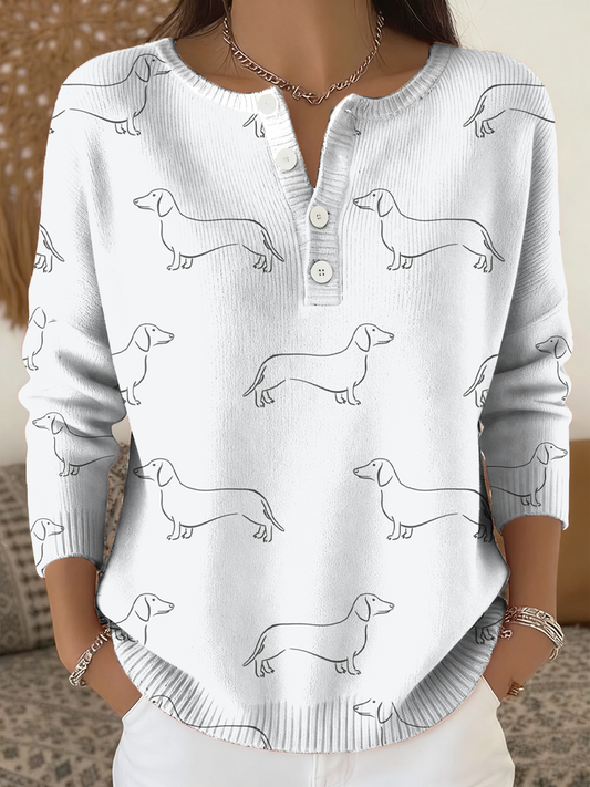 Women‘s Cute Dachshund Weiner Dog Printed long-sleeve cardigan