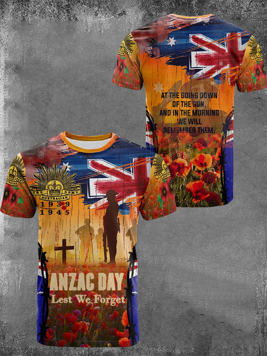 Men's Australia Anzac Day Lest We Forget Short Sleeve T-shirt