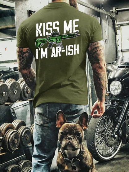 Men's Kiss Me I'm AR-ish Printed T-shirt