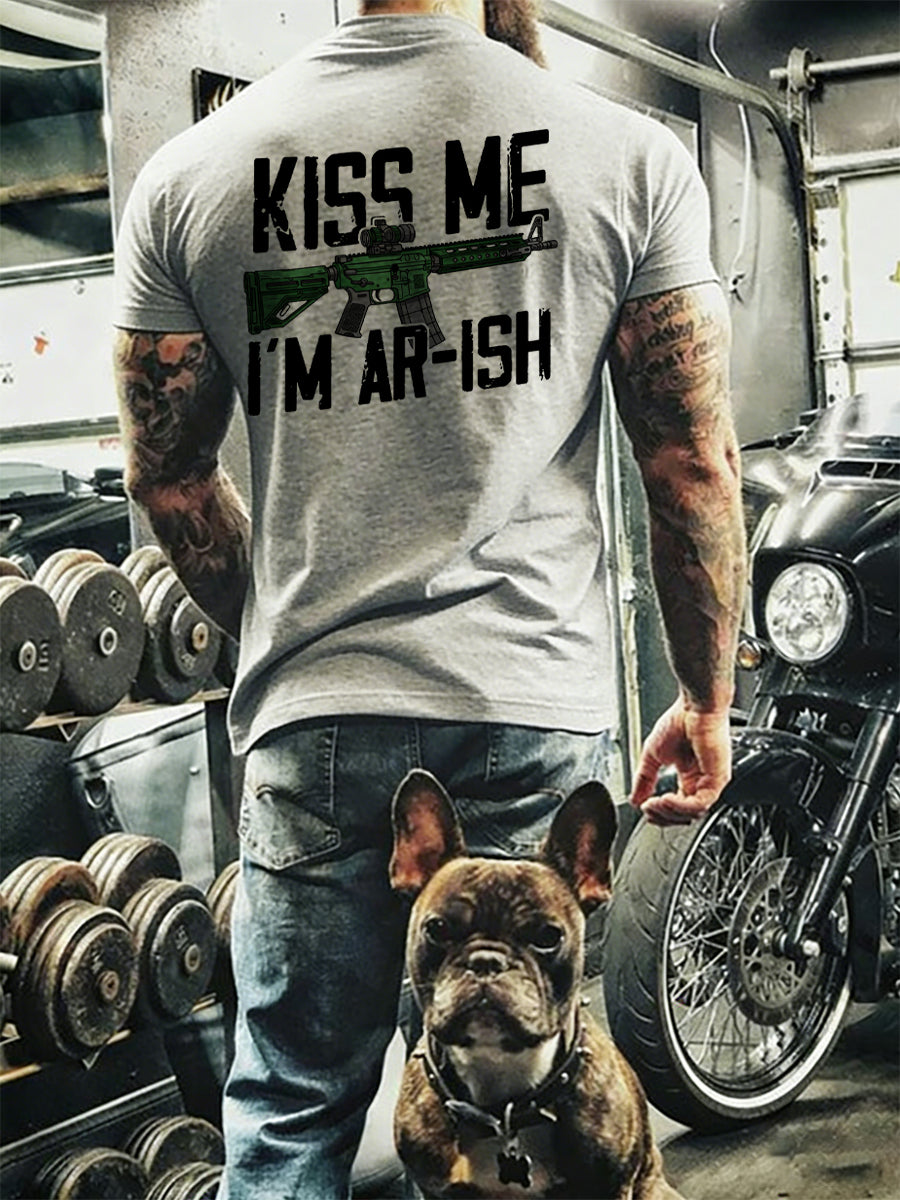 Men's Kiss Me I'm AR-ish Printed T-shirt