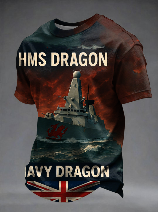 Men's British HMS Dragon Printed short sleeves t-shirt