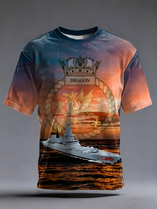 Men's British HMS Dragon Printed short sleeves t-shirt