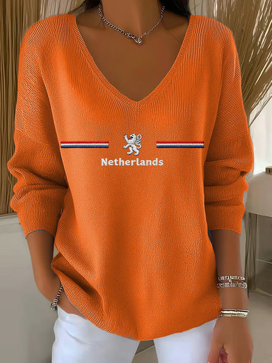 Women's KoningsdagV-Neck Ribbed Top