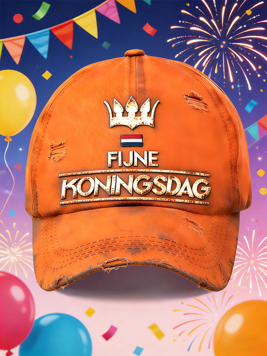 Dutch Fijne Koningsdag Vintage Print Orange Hat
