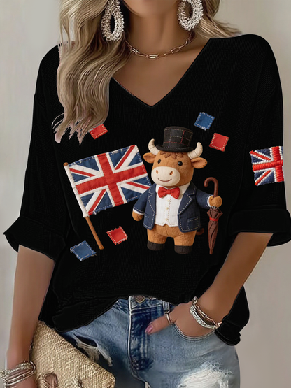 Women's British John Bull print Waffle T-shirt