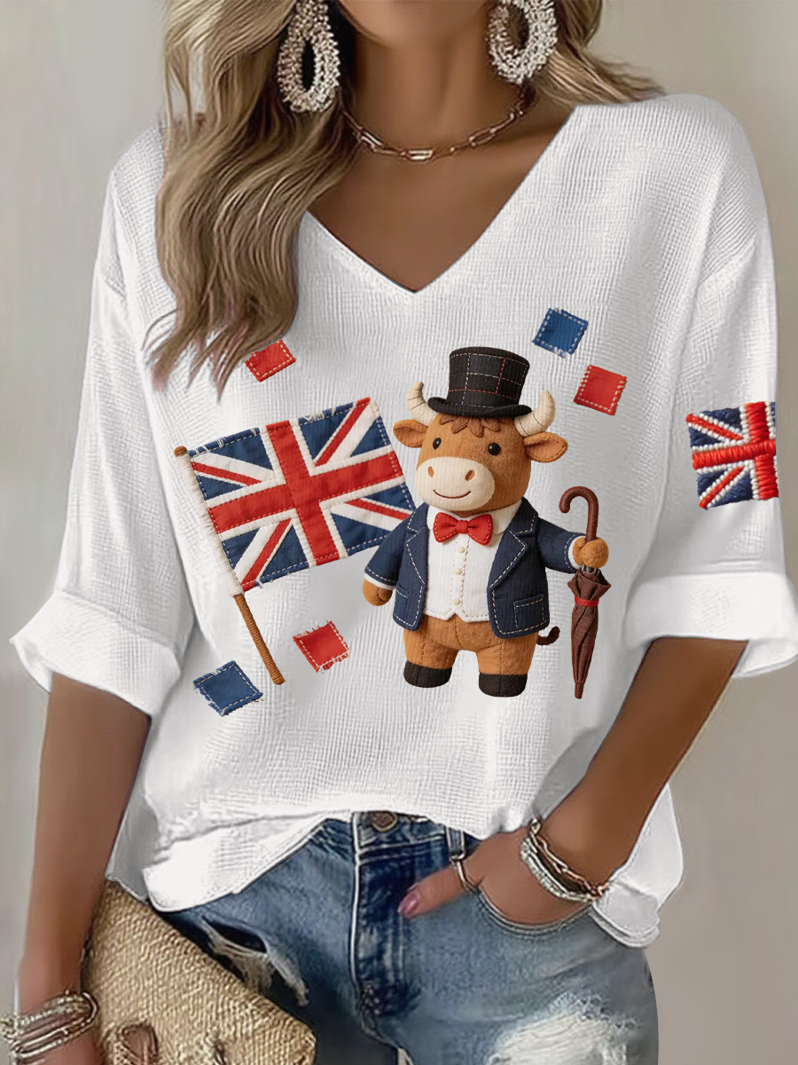 Women's British John Bull print Waffle T-shirt