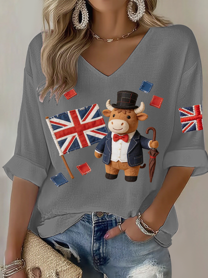 Women's British John Bull print Waffle T-shirt
