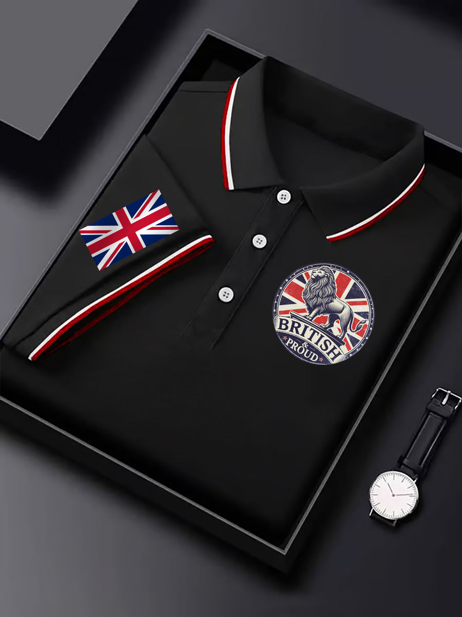 Men's Vintage England Flag Lion British Proud Casual Shirt