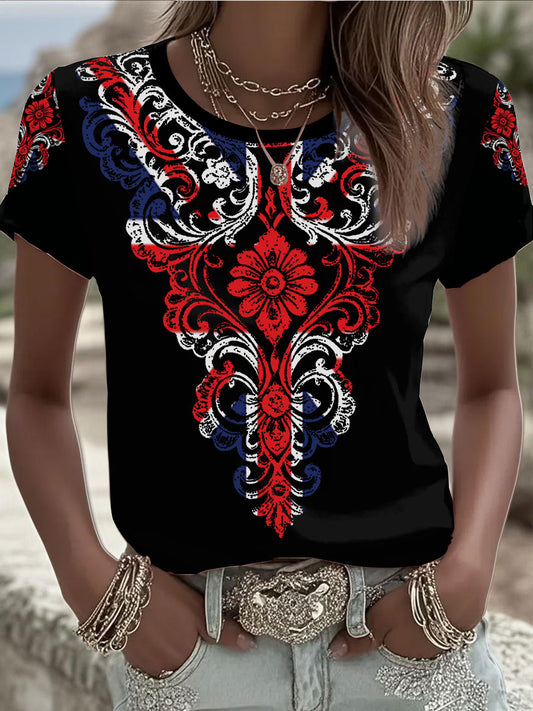 Women's Gothic Union Jack Flag Print short-sleeved T-shirt