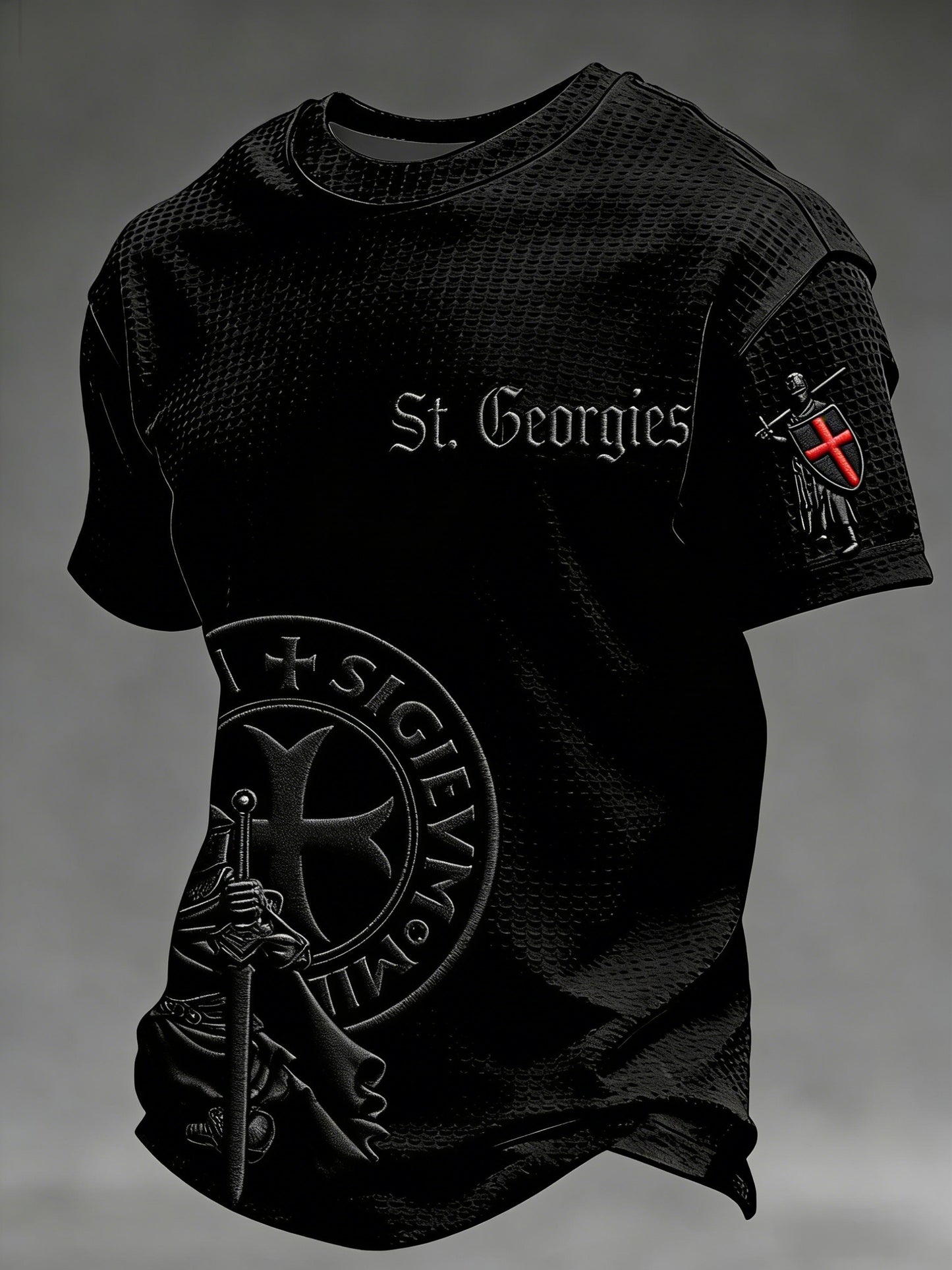 Men's  Retro St George's Day  Casual Waffle Short-Sleeve T-Shirt