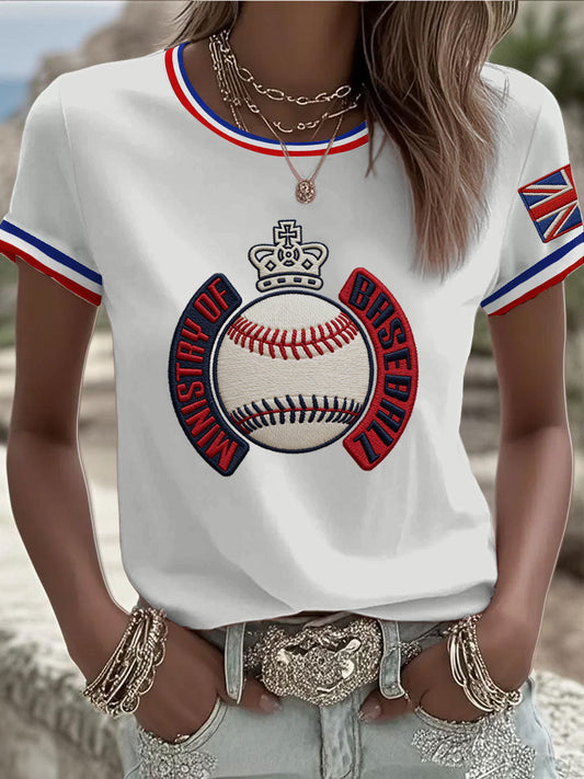 Women's Britain Baseball Peinted short-sleeved T-shirt