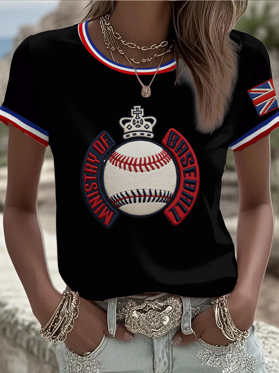Women's Britain Baseball Peinted short-sleeved T-shirt