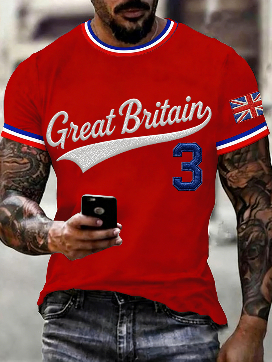 Men's Britain Baseball Peinted short sleeves t-shirt