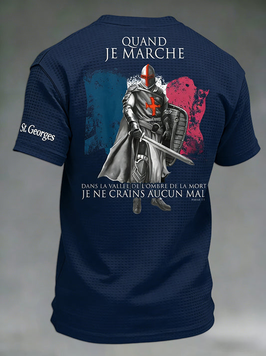 Men's  Retro St George's Day  Casual Waffle Short-Sleeve T-Shirt
