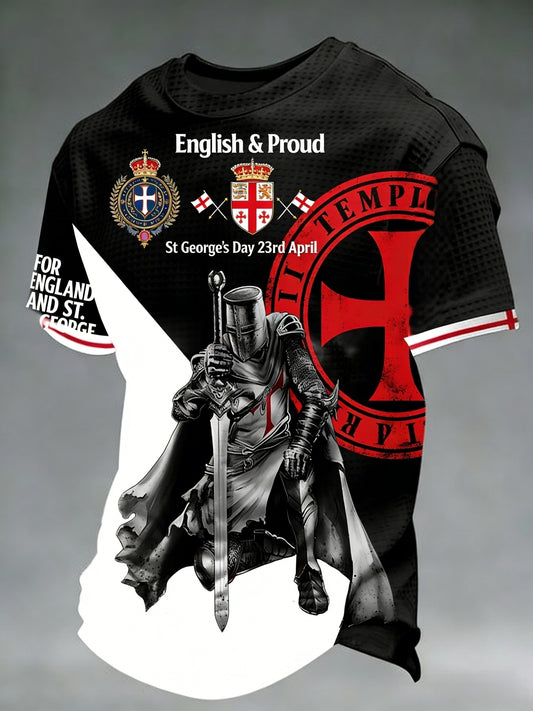 Retro St George's Day  Casual Waffle Short-Sleeve T-Shirt