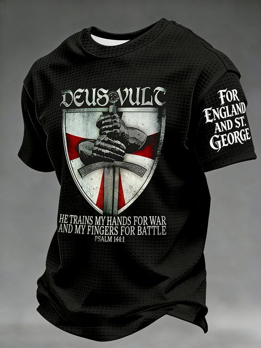 Retro St George's Day  Casual Waffle Short-Sleeve T-Shirt
