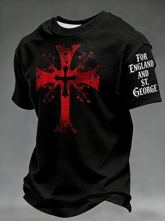 Retro St George's Day  Casual Waffle Short-Sleeve T-Shirt