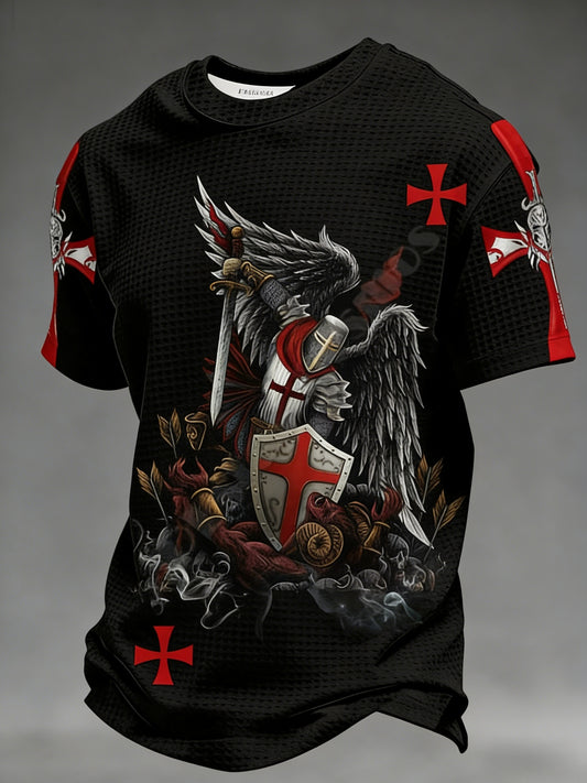 Retro St George's Day  Casual Waffle Short-Sleeve T-Shirt
