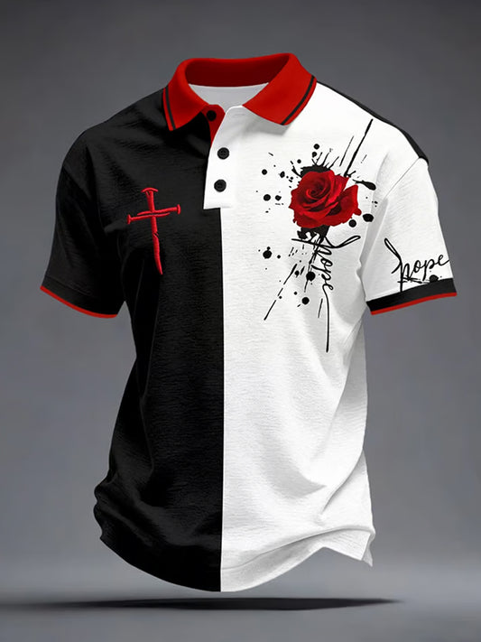 Vintage Art Print Casual Polo Shirt