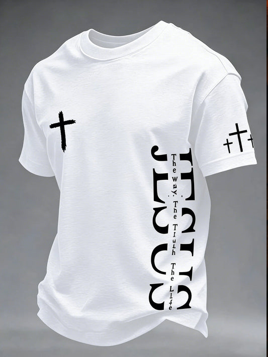 Retro Faith-Themed Art Print Casual T-Shirt