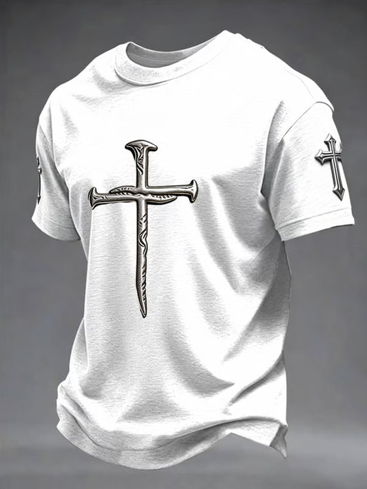 Retro Faith-Themed Art Print Casual T-Shirt