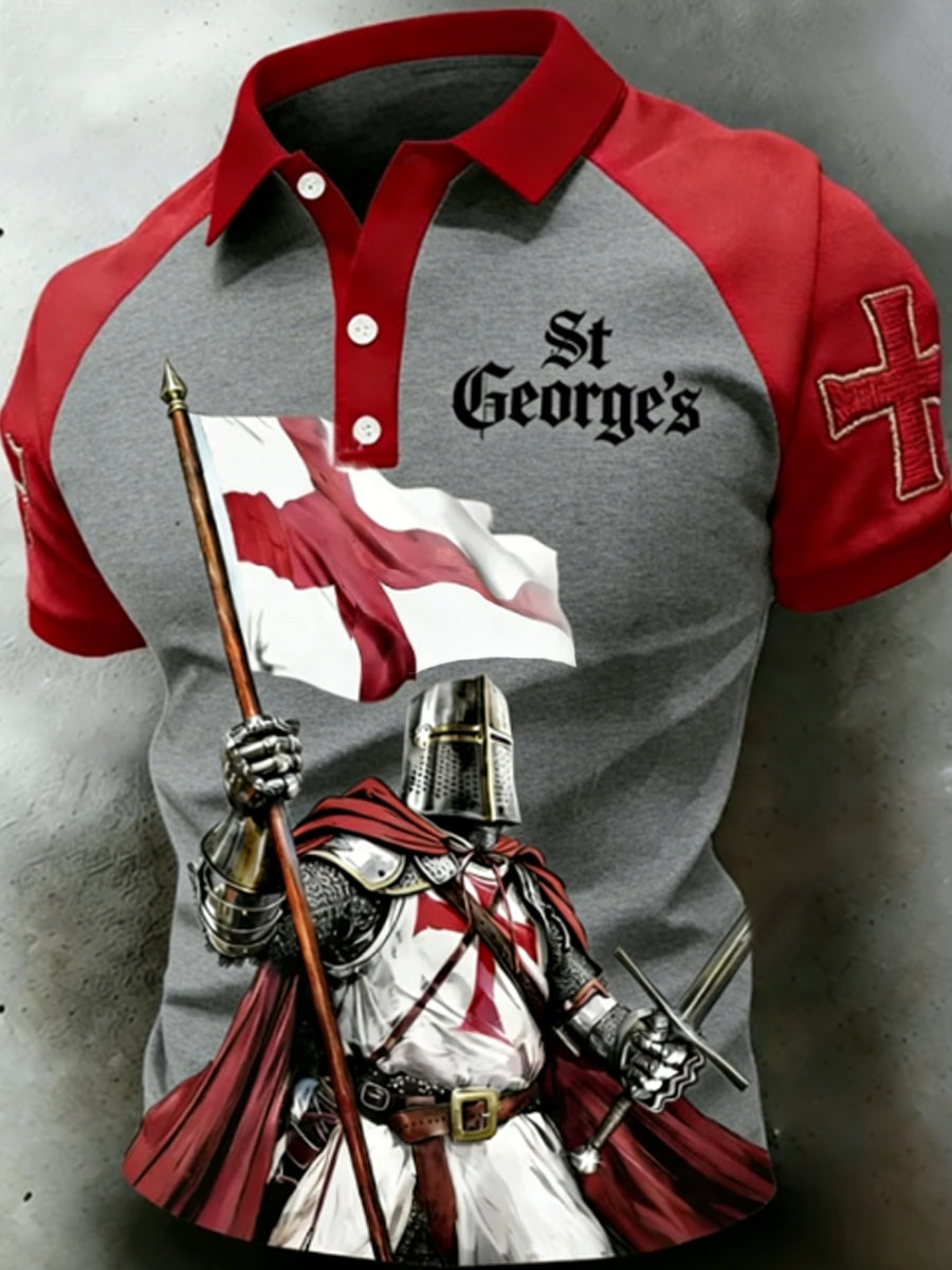 Men's St George's Day Casual Short-Sleeve Polo Shirt