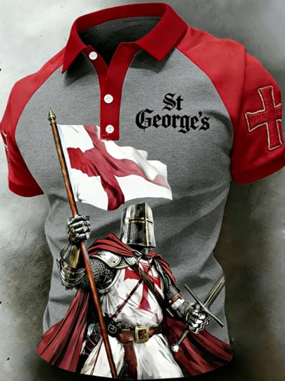 Men's St George's Day Casual Short-Sleeve Polo Shirt