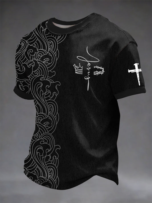 Retro-Inspired Ethnic Print Patchwork Casual T-Shirt