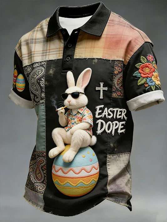 Men's Funny Easter Eggs Print Casual Shirt