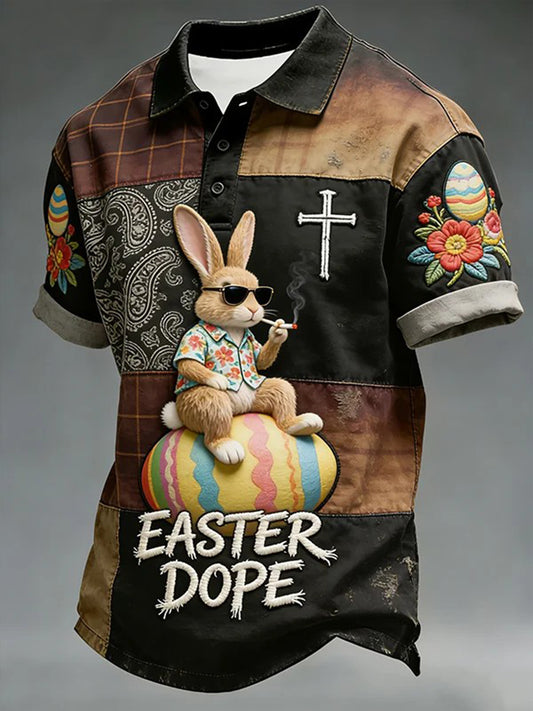 Men's Funny Easter Eggs Print Casual Shirt