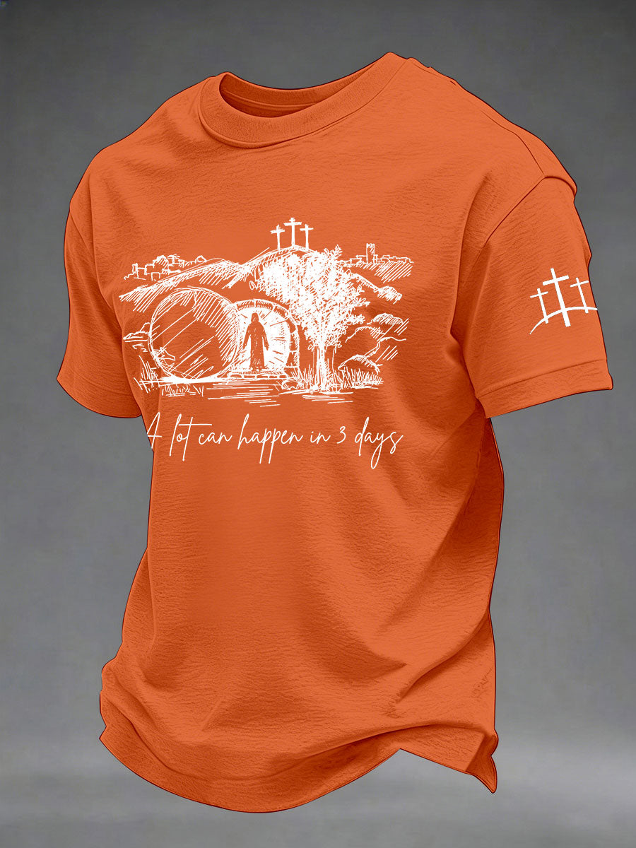 Men's 'A Lot Can Happen In Three Days' Printed Casual T-Shirt