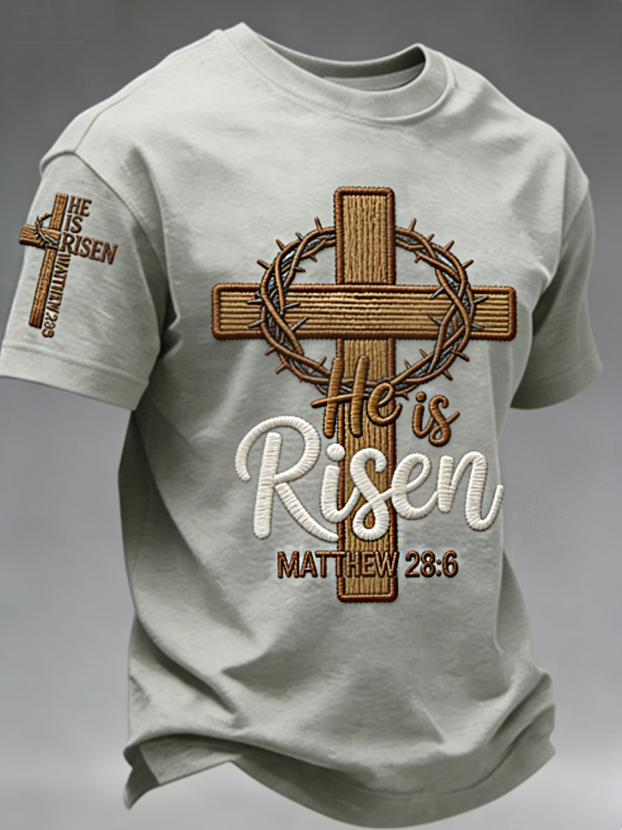 Men's He is Riser MATTHEW 28:6 short sleeves t-shirt