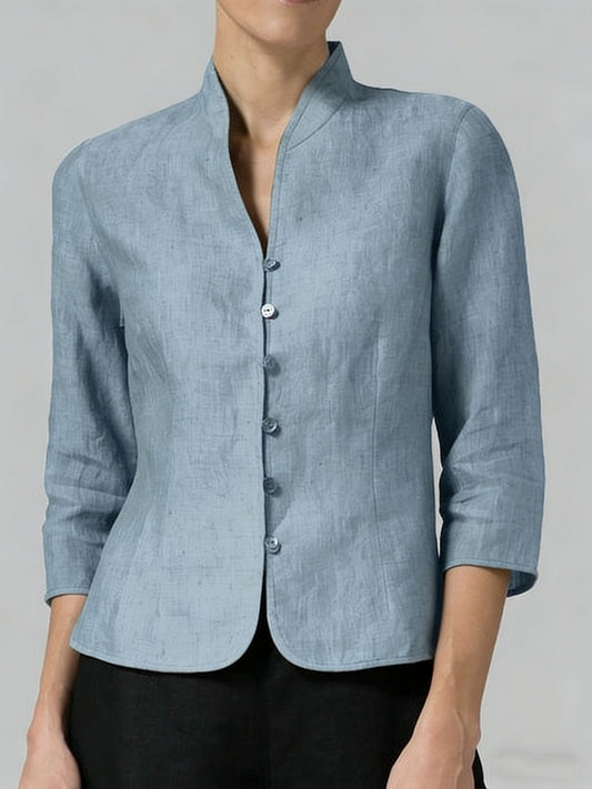Women's Vintage Solid-Color Casual Shirt