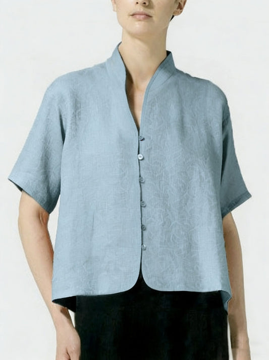 Women's Vintage Solid-Color Casual Shirt