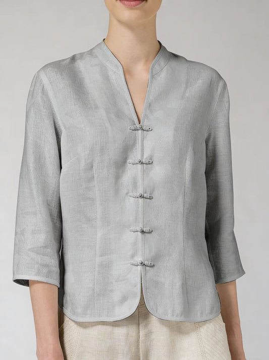 Women's Vintage Solid-Color Blouse