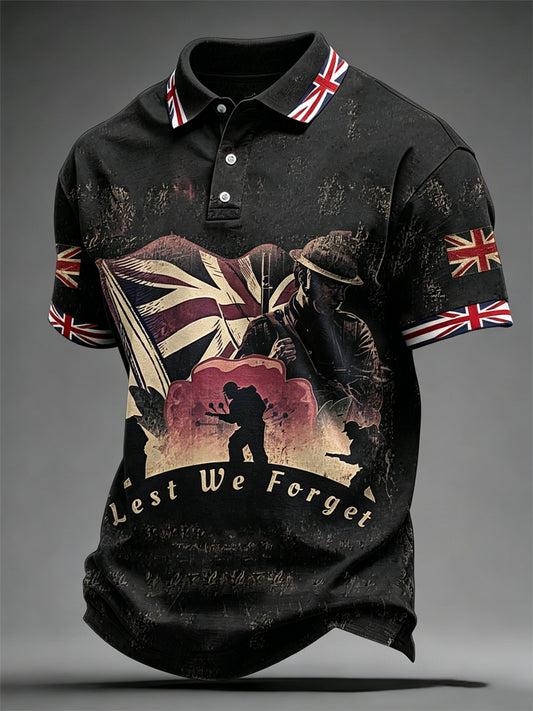 Men's Lest We Forget Print Casual Top