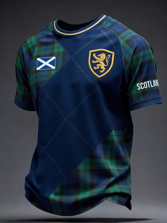 Retro Scottish Football Fan Art Print Casual Jersey