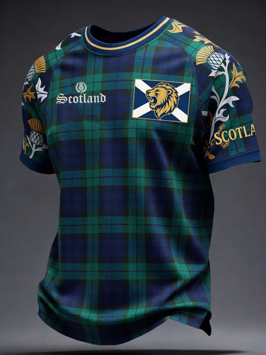 Retro Scottish Football Fan Art Print Casual Jersey