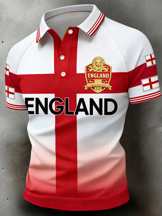 Retro England Football Fan Art Print Casual Jersey