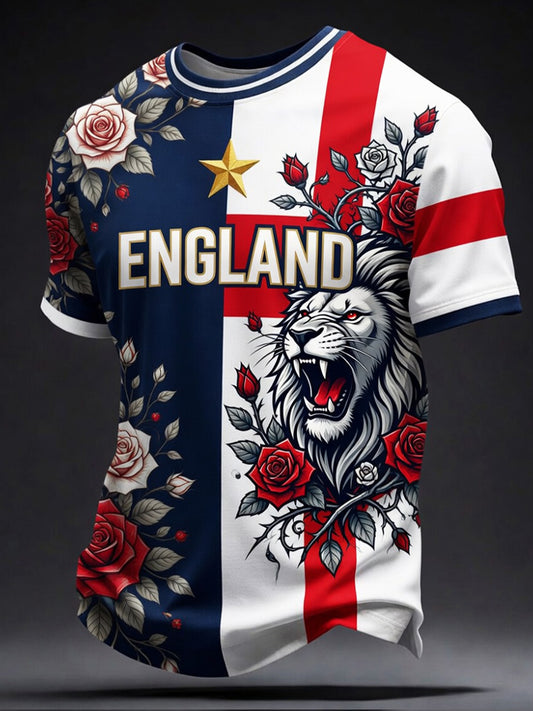 Retro England Football Fan Art Print Casual Jersey