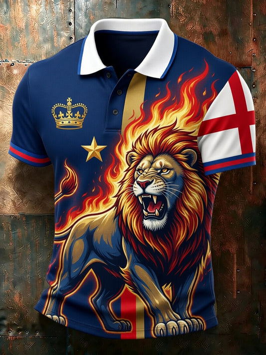 Retro British Football Fan Art Print Casual Polo Shirt