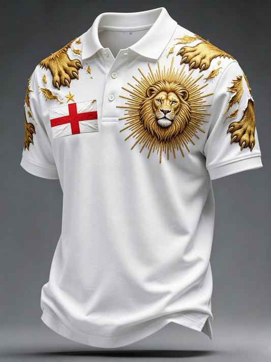 Retro British Football Fan Art Print Casual Polo Shirt