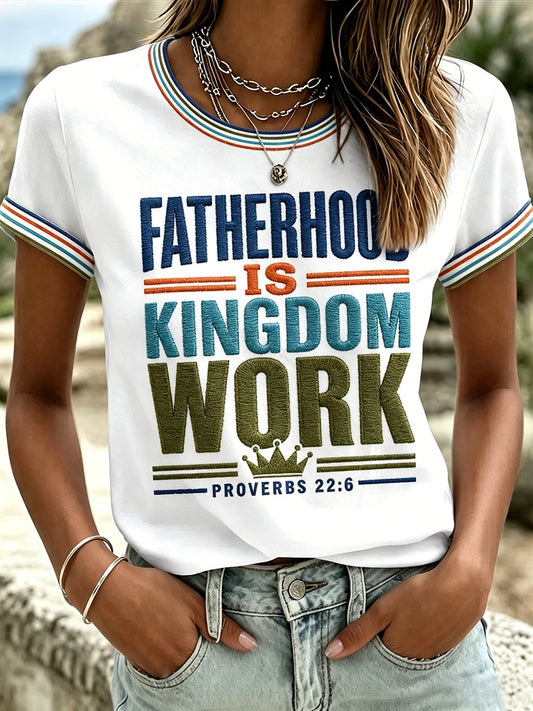 Women's Fatherhood is Kingdom Work Print V-Neck T-Shirt