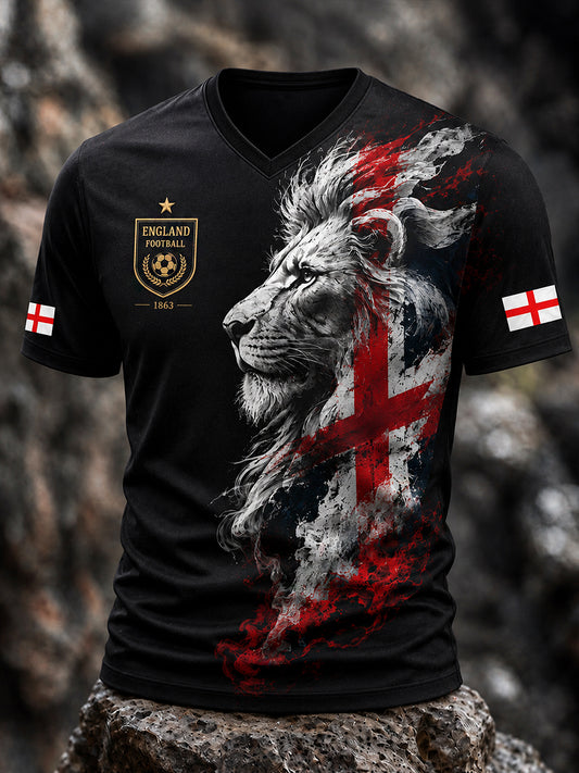 Retro England Football Fan Art Print Casual Jersey