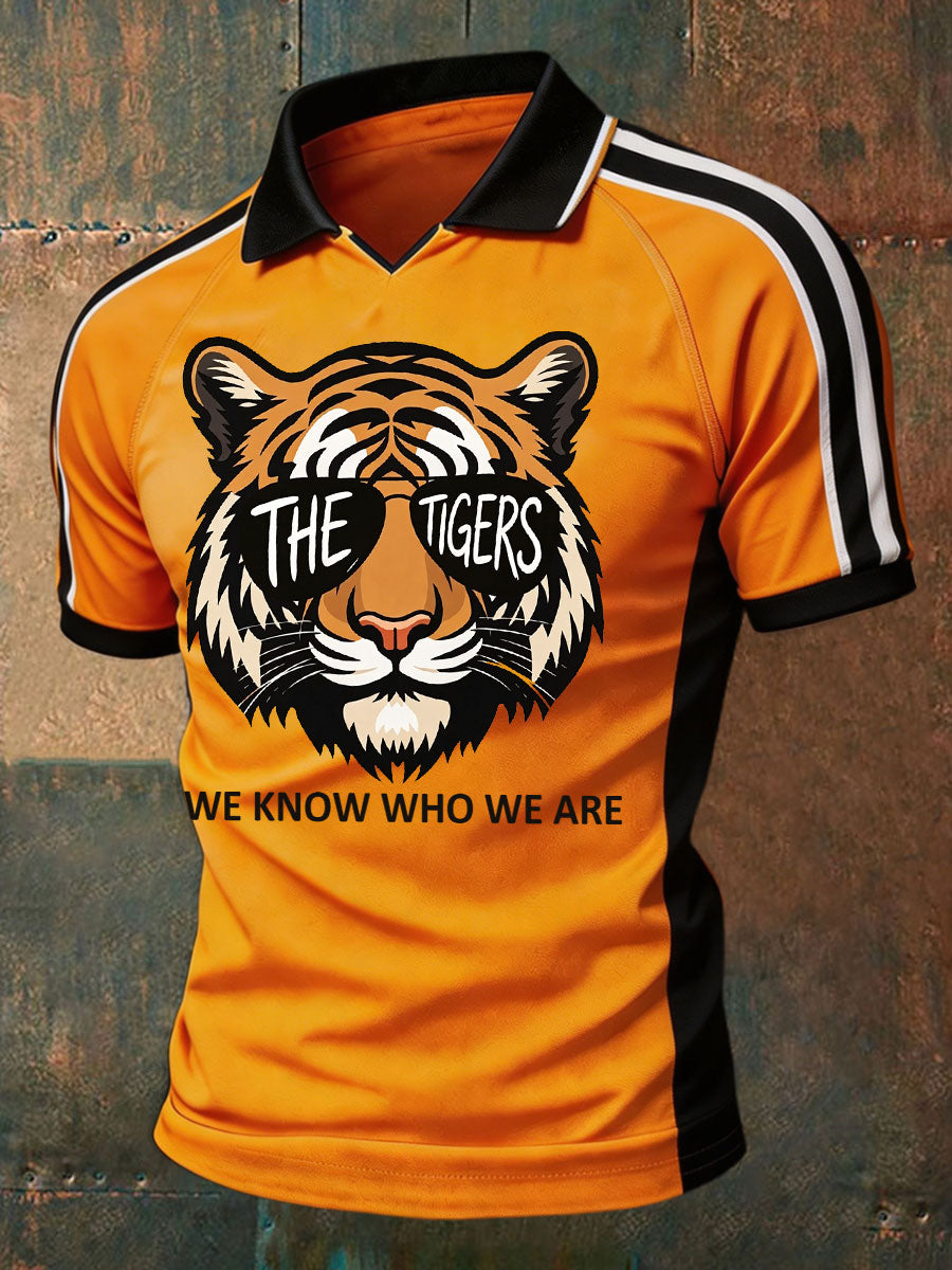 Men's Tigers Art Football Lover Printed Casual Tops