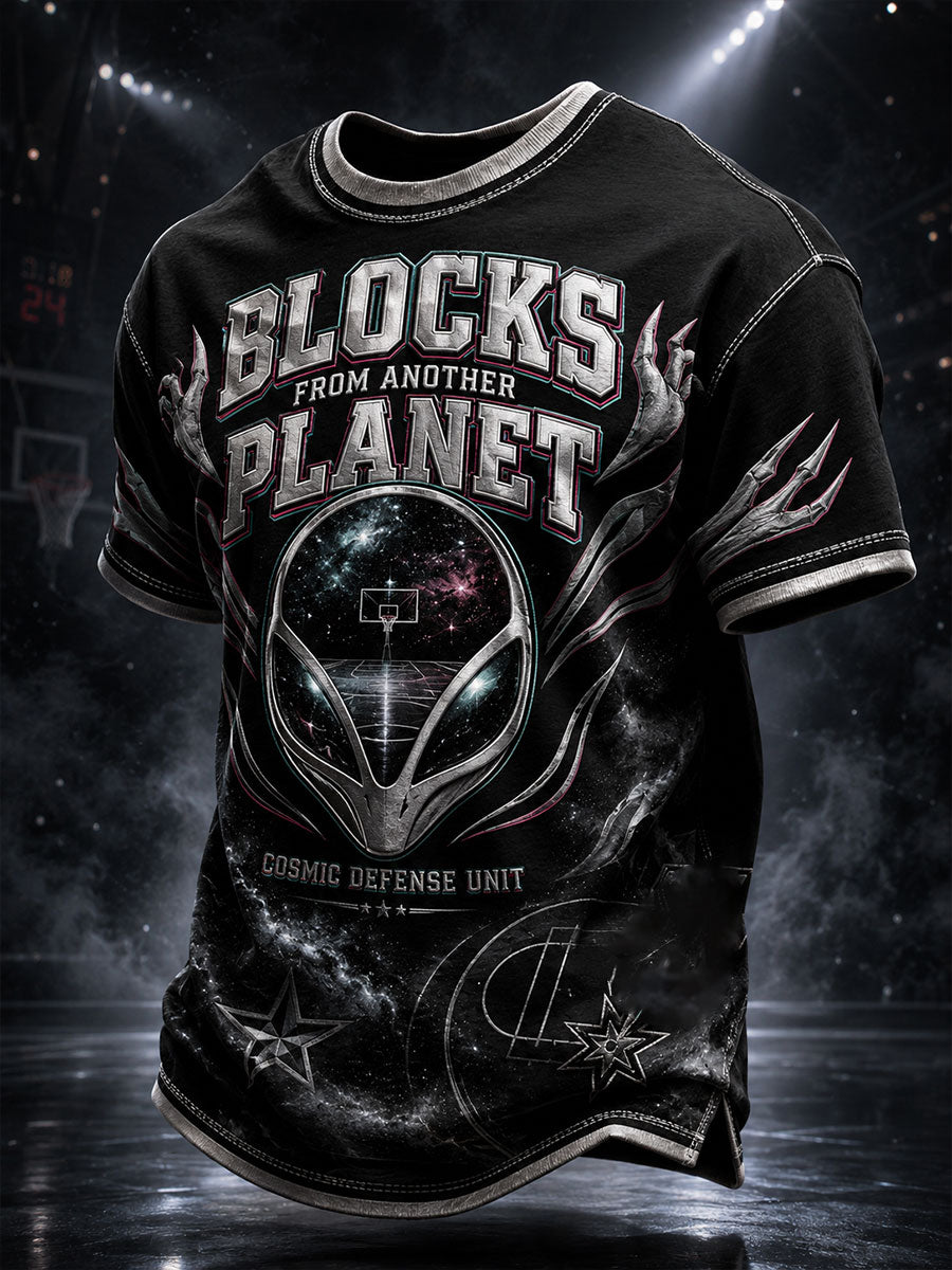 Men's Alien Art Basketball Lover Printed T-shirt