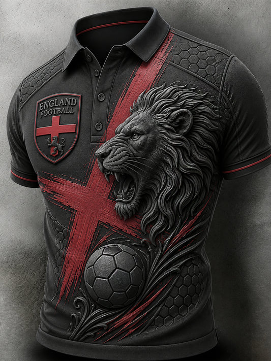 Retro England Football Fan Art Print Casual Jersey